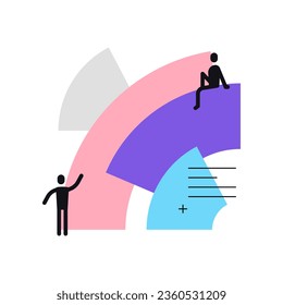 People near the rainbow. Abstract simple illustration. Infographic element. Vector file.