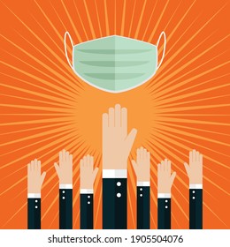 People need a lot of face masks, Vector illustration in flat style