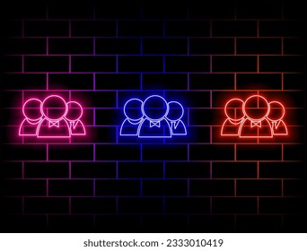 people neon icon. Set web elements. Simple icon for websites, web design, mobile app, info graphics. Green, red, yellow, pink, blue, orange