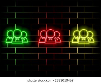 people neon icon. Set web elements. Simple icon for websites, web design, mobile app, info graphics. Green, red, yellow, pink, blue, orange.