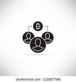 people network and bitcoin concept icon