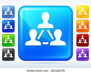 People Network Colorful Square Button