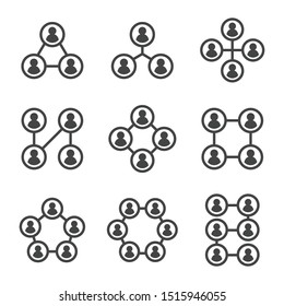 people network and connecting people icon set,vector and illustration,editable stroke