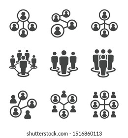 people network and connecting people icon set,vector and illustration,editable stroke