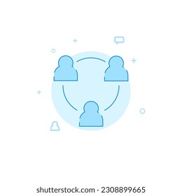 People network connection vector icon. Flat illustration. Filled line style. Blue monochrome design. Editable stroke. Adjust line weight.