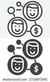 Conjunto de iconos de contacto de red de Personas en un estilo diferente. Línea, contorno y símbolo de Vector de icono sólido y símbolo con trazo editable. Icono de contacto del inversor para las conexiones.