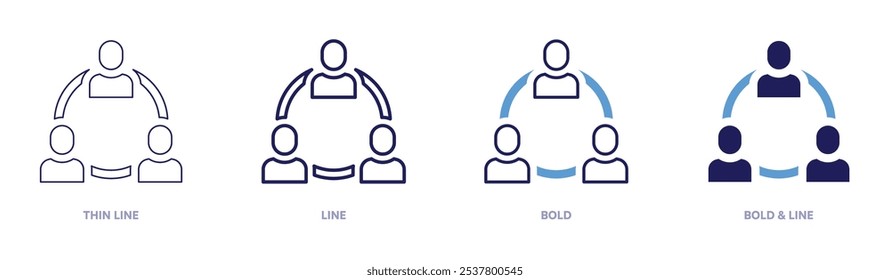 People network icon in 4 different styles. Thin Line, Line, Bold, and Bold Line. Duotone style. Editable stroke.