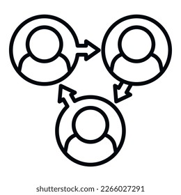 Vector de contorno de icono de red de personas. Equipo de servicio. Internet de procesos