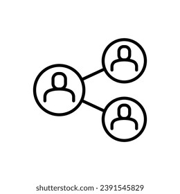 Icono de red de personas. Estilo de contorno simple. Red social, conexión, círculo, compartir, enlace, comunidad, equipo, grupo, concepto de negocio. Símbolo de línea delgada. Ilustración vectorial aislada.