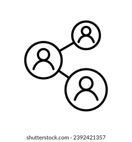 People network icon. Simple outline style. Social network, connect, circle, share, link, community, team, group, business concept. Thin line symbol. Vector illustration isolated.