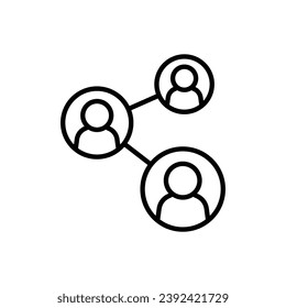 Icono de red de personas. Estilo de contorno simple. Red social, conexión, círculo, compartir, enlace, comunidad, equipo, grupo, concepto de negocio. Símbolo de línea delgada. Ilustración vectorial aislada.