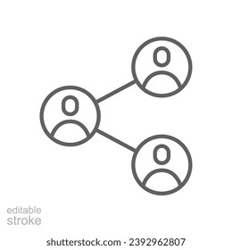 People network icon. Simple outline style. Social network, connect, circle, share, link, community, team, group, business concept. Thin line symbol. Vector illustration isolated. Editable stroke.
