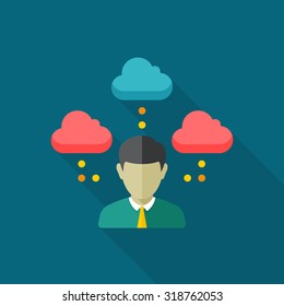People network icon, vector illustration. Flat design style with long shadow,eps10