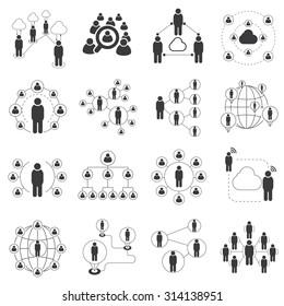 people network icons, connecting people set, communication network icons set