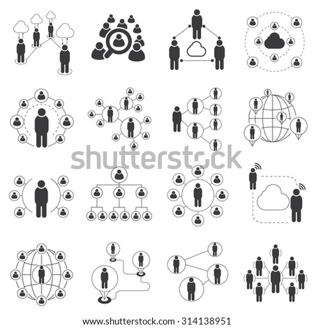 people network icons, connecting people set, communication network icons set