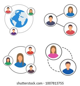 people network icons set, people connection set