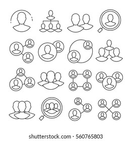 People Network Icons Thin Line On White Background