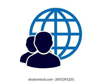 People network logo design vector. Marketing, global, human and planet earth, worldwide, international partnership, market place, busniess, global icon. Can use for logo, infographic, banner, poster.