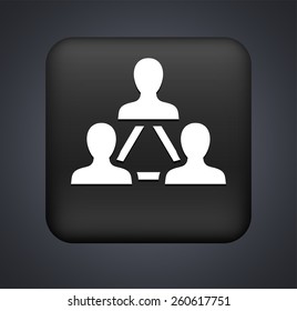 People Network on Black Square Button