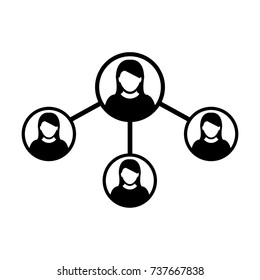 People Network Social Connection Icon Vector With Female Person Avatar Symbol for Multiple Sharing for Business and Teamwork in Flat Icon Glyph Pictogram illustration