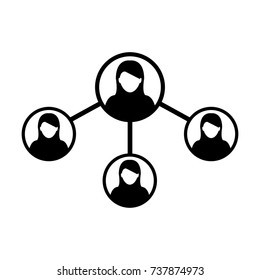 People Network Social Connection Icon Vector With Female Person Avatar Symbol for Multiple Sharing for Business and Teamwork in Flat icon Glyph Pictogram illustration