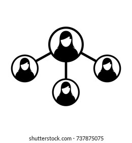 People Network Social Connection Icon Vector With Female Person Avatar Symbol for Multiple Sharing for Business and Teamwork in Flat icon Glyph Pictogram illustration