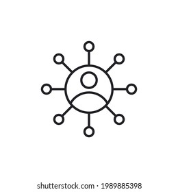 Icono de vector de red de personas. Conexión a redes sociales y concepto de comunicación empresarial global. Icono del vector aislado en fondo blanco. Redes. Conexiones de negocio. Medios Sociales.