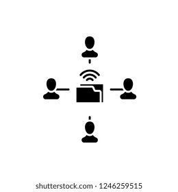 People networking black icon, vector sign on isolated background. People networking concept symbol, illustration 