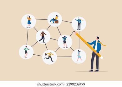 People Networking For Business Opportunity, Connect With Team Or Friends, Social Media Or Business Connection For Success Concept, Businessman Connecting Line With Chart Or Business People Community.