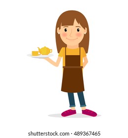 People occupation character. Waitress vector illustration on white background