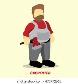 People occupation characters in flat style. Carpenter profession