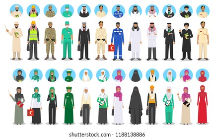 People occupation characters set in flat style isolated on white background. Flat vector icons on white background.