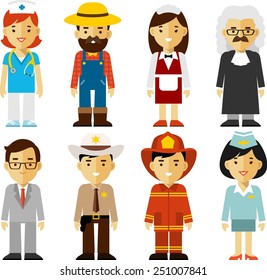 People occupation characters set in flat style