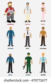 People occupation characters set in flat style