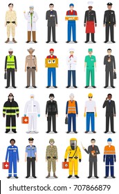 People occupation characters set in flat style isolated on white background. Flat vector icons on white background.