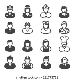 people occupation icons, mono vector symbols