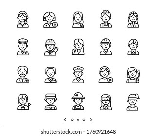 people occupation line icons set vector