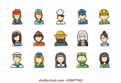 People occupations icons set,eps10