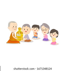 People Offering to Buddhist  Vector