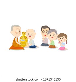 People Offering to Buddhist  Vector