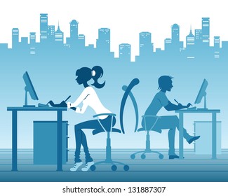 people in office