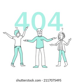 People in the office _error page 404 men and women with a question mark _ line _flat