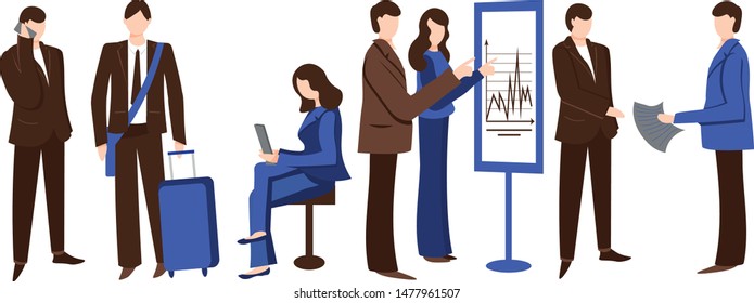 people office business working  Vector illustration in a flat style  Businessman character isolated Finance work Teamwork company
