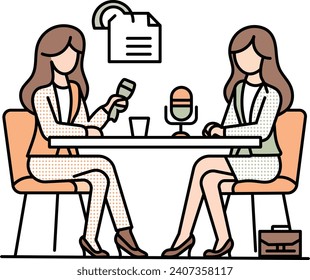 People Office Interview Flat Vector illustration Design
