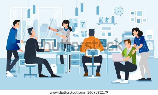 People Office Their Activities Discussing Working Stock Vector (Royalty ...