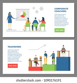 people in the office in various poses. Set of cards dedicated to business