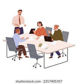 People office work. Vector illustration. An office manager oversees performance of office workers and provides guidance A business person identifies opportunities for growth and expansion in market