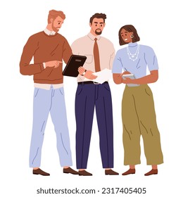 People office work. Vector illustration. People in office work in dynamic and fast-paced environment Office workers value open communication and collaboration in office work A worker employee shows