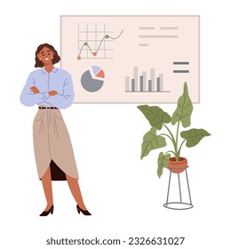 People office work. Vector illustration. A worker employee respects opinions and ideas of their colleagues in office work People in office work under leadership of office manager who inspires them
