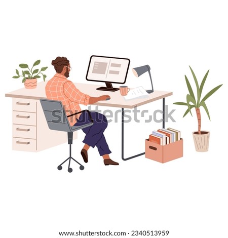 People office work. Vector illustration. People in office work diligently, demonstrating their commitment to their responsibilities Office workers maintain professionalism and adhere to company